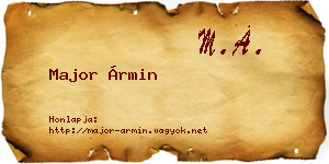 Major Ármin névjegykártya